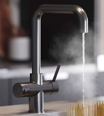 EVO AVISTA/320 SERIES 3 IN 1 GUN METAL BOILING WATER MONO DUAL LEVER 'D' SHAPED KITCHEN SINK MIXER TAP, SWIVEL SPOUT with PUSH BUTTON TANK, BWT326GMB